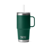 RAMBLER 25 OZ STRAW MUG Trinkbecher BLACK FOREST GREEN