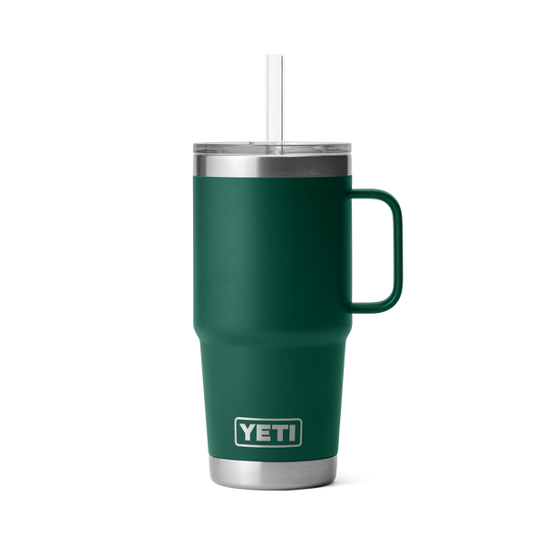 RAMBLER 25 OZ STRAW MUG Trinkbecher BLACK FOREST GREEN