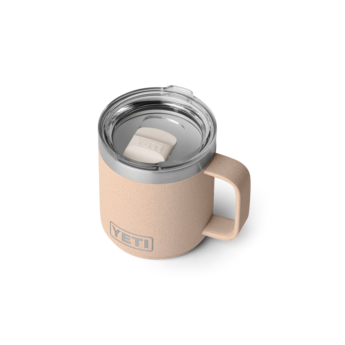 YETI Rambler 10 oz (295 ml) Tasse mit Keramikbeschichtung in Tahini – Schrägansicht
