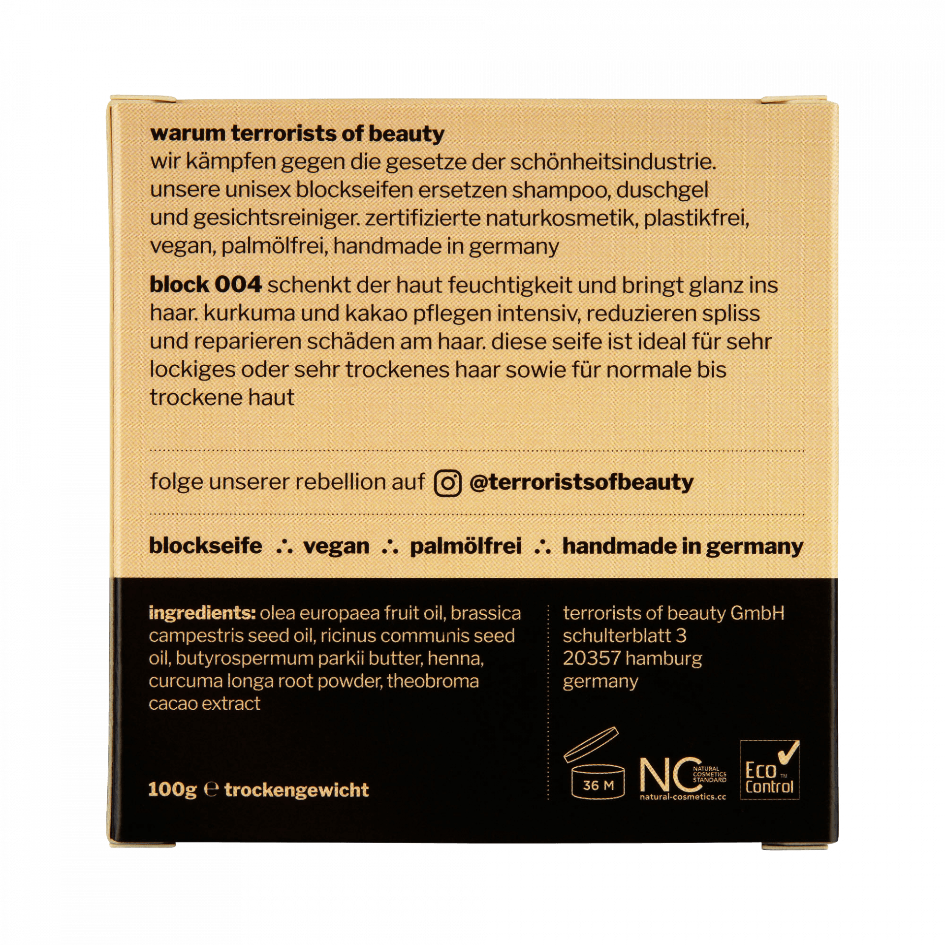 Block 004 repair + nourish - Hartseife - Terrorists of Beauty - tofino.store