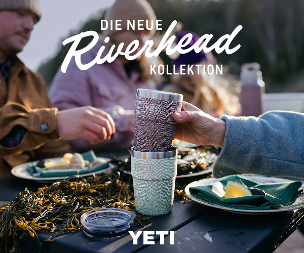 YETI Riverhead Green und Riverhead Red – Rambler Becher und Trinkflaschen im Fischgrätmuster