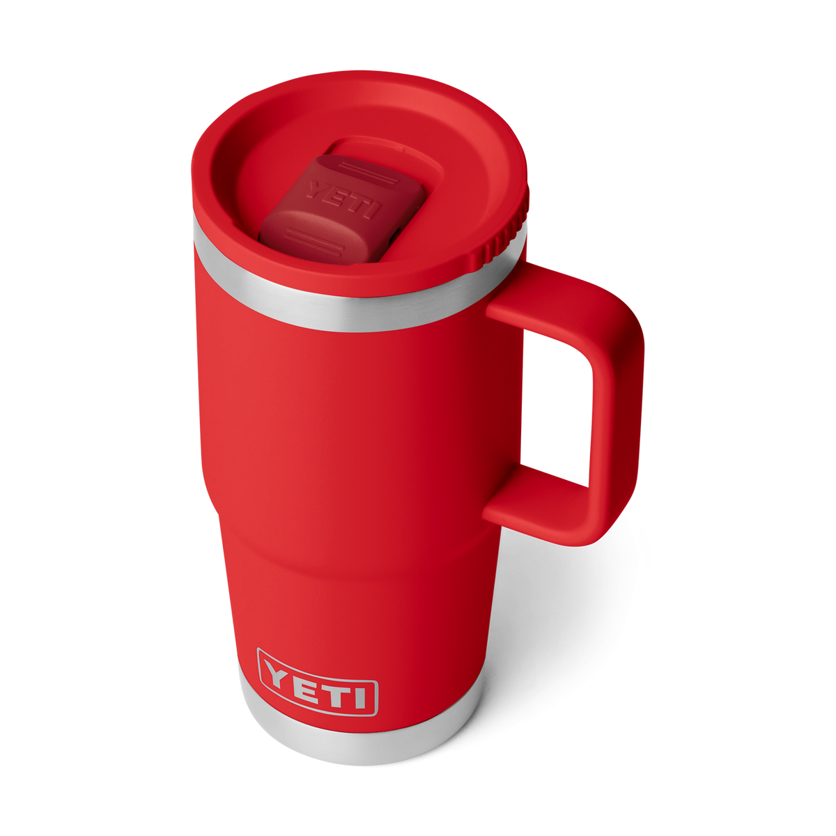 YETI Rambler 20 oz Reisetasse 2.0 Rescue Red – Schrägansicht
