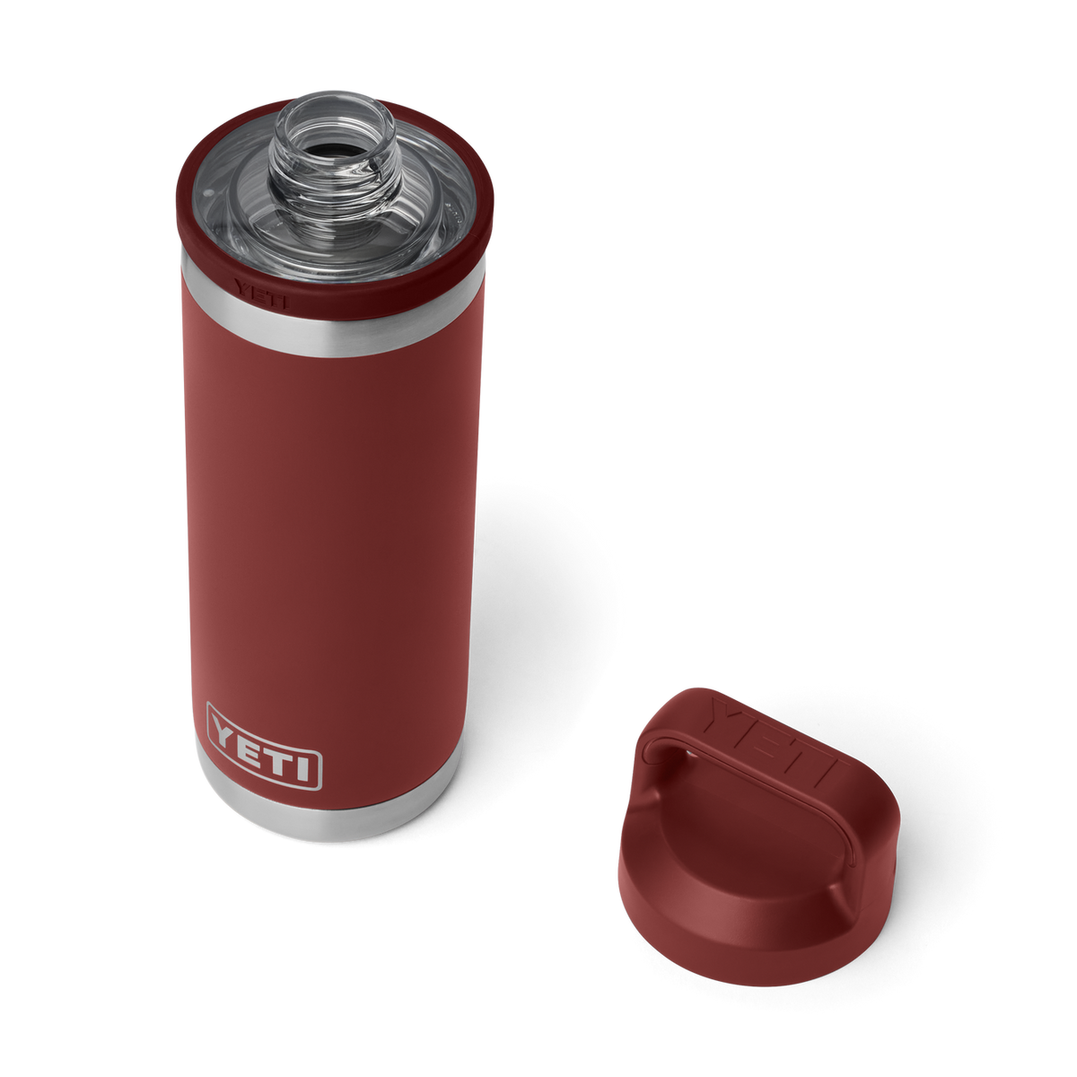 YETI Rambler 18 oz Chug Flasche Stag Red – Schrägansicht ohne Deckel