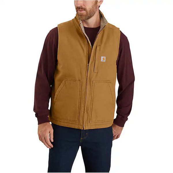 Washed Duck Mock Neck Vest - Size XL BROWN