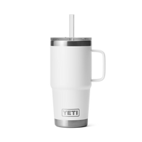 RAMBLER 25 OZ STRAW MUG Trinkbecher WHITE