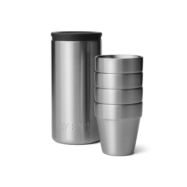 BARWARE SHOT GLASSES & CASE Schnapsbecher-Set STAINLESS STEEL